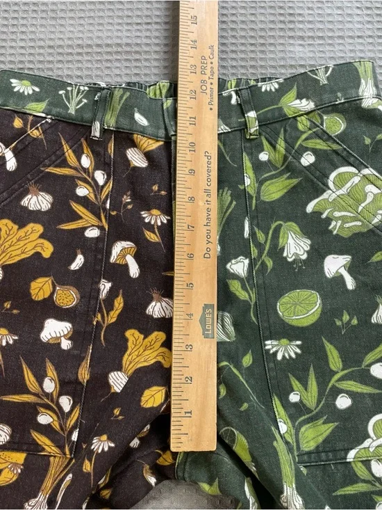 Big Bud Press Work Pants Two Tone Cookbook Print Small Womens Green Brown Multi - Picture 8 of 10
